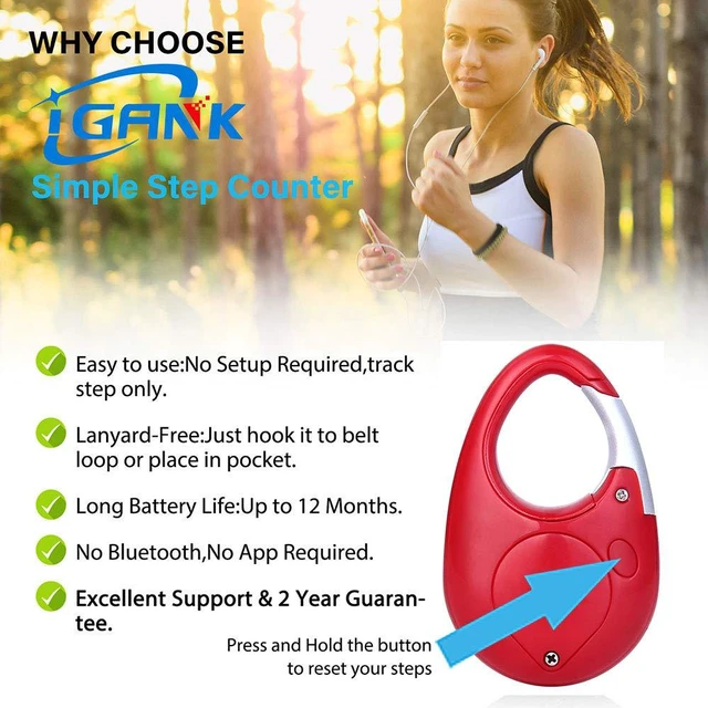 Alt view image 3 of 6 - Simple Walking Pedometer 3D Step Counter for Men Women Kids (Red)