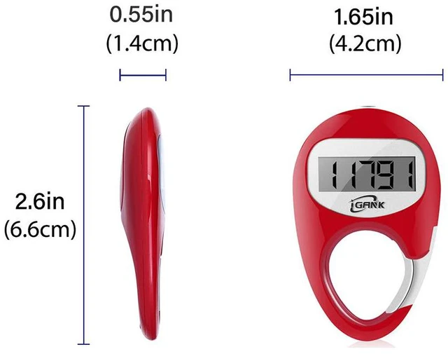 Alt view image 6 of 6 - Simple Walking Pedometer 3D Step Counter for Men Women Kids (Red)