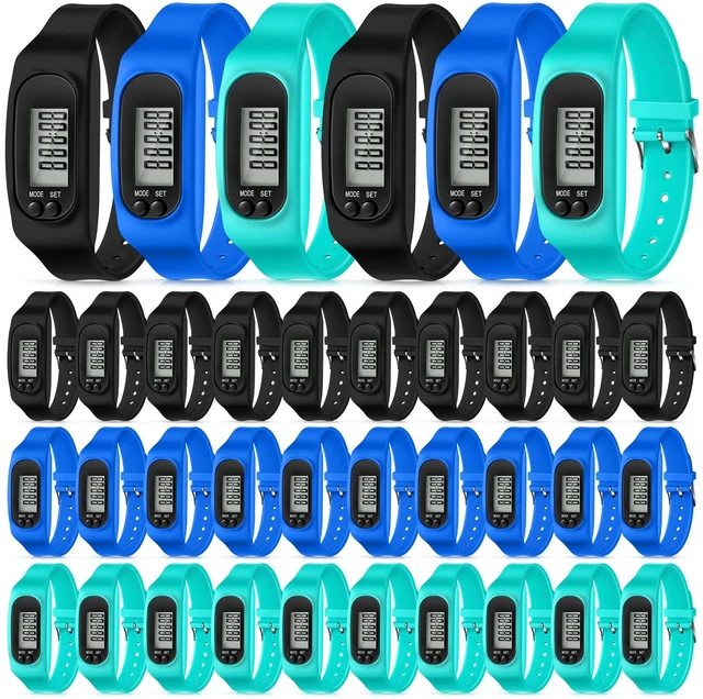 Main image of Walking Running Pedometer Watch, Dark Sport Multi, 6 Pcs | For Walking Step And Mile, Silicone Fitness Tracker Watch, for Men Women, Step Calorie Counter Bracelet, No App, No Bluetooth