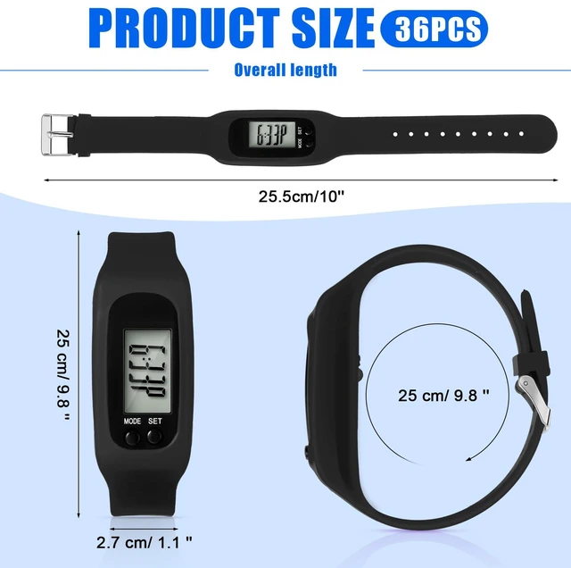 Alt view image 2 of 6 - Walking Running Pedometer Watch, Dark Sport Multi, 6 Pcs | For Walking Step And Mile, Silicone Fitness Tracker Watch, for Men Women, Step Calorie Counter Bracelet, No App, No Bluetooth