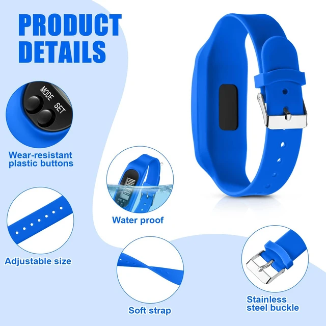 Alt view image 3 of 6 - Walking Running Pedometer Watch, Dark Sport Multi, 6 Pcs | For Walking Step And Mile, Silicone Fitness Tracker Watch, for Men Women, Step Calorie Counter Bracelet, No App, No Bluetooth