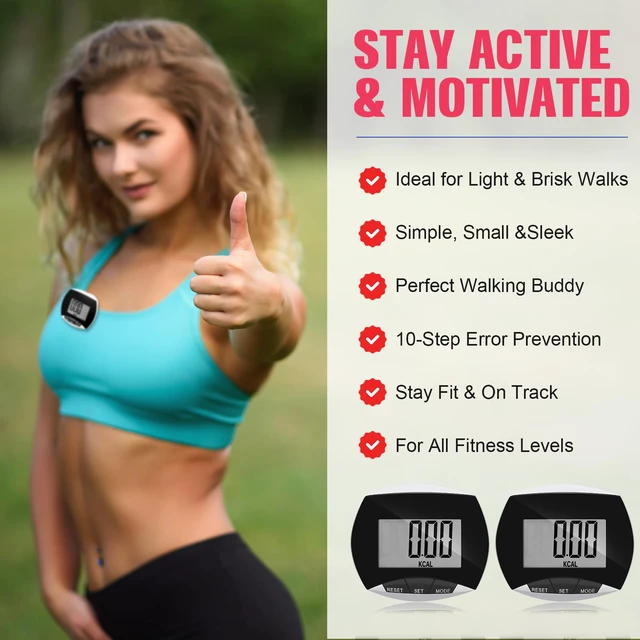 Alt view image 5 of 7 - 8 Pcs Pedometer Large LCD Display Walking Step Counter, Black