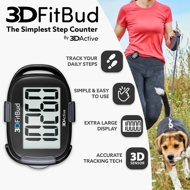 Alt view image 2 of 7 - Simple Step Counter Walking 3D Pedometer by with Clip, Lanyard Accurate Step Tracker Large Display, Easy to Use for Kids Men Women Adult Seniors Daily Step Tracking - A420S - Black
