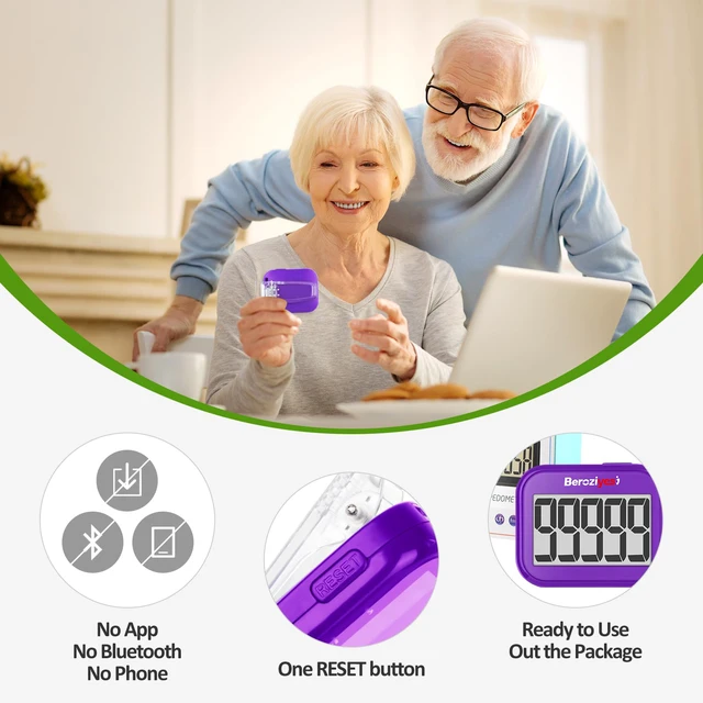 Alt view image 3 of 7 - 3D Pedometer for Walking, Simple Step Counter for Walking, Accurate Pedometers for Steps with Removable Clip and Lanyard, Step Tracker with Large Display for Men Women and Kids