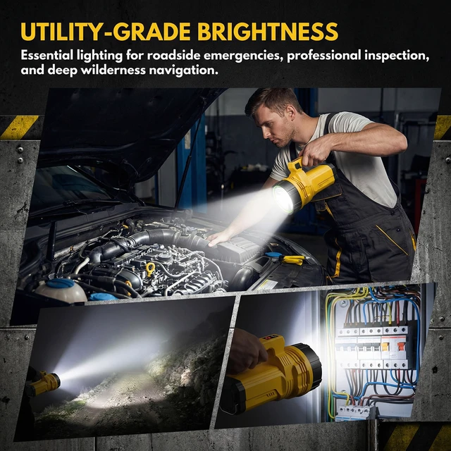 Alt view image 6 of 7 - Rechargeable 2-in-1 LED Camping Lantern Flashlight for Repairing | Worker Hook, 360° Light & Spotlight, 2000mah Battery, Usb-C Charge, 8-10h, 200m Beam, Ipx4 Waterproof, Tent Hiking Emergency