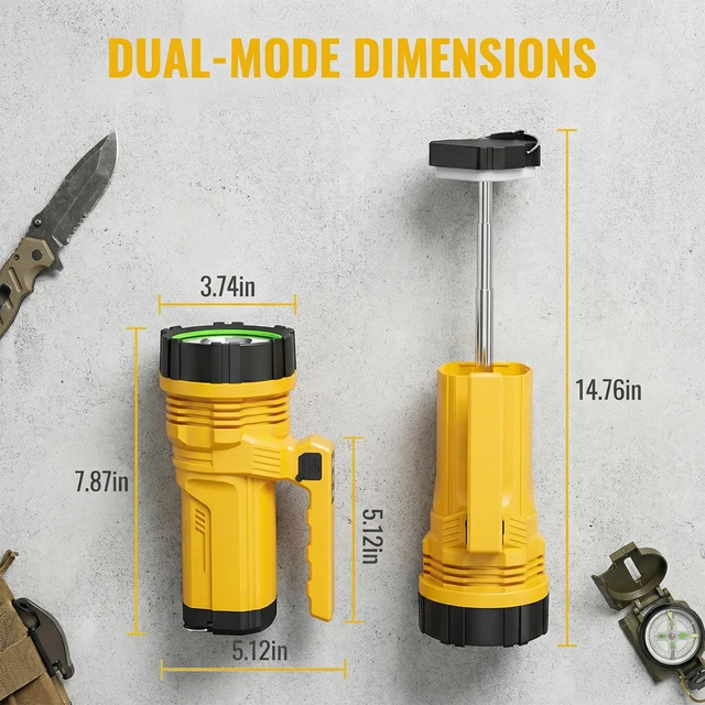 Alt view image 4 of 7 - Rechargeable 2-in-1 LED Camping Lantern Flashlight for Repairing | Worker Hook, 360° Light & Spotlight, 2000mah Battery, Usb-C Charge, 8-10h, 200m Beam, Ipx4 Waterproof, Tent Hiking Emergency