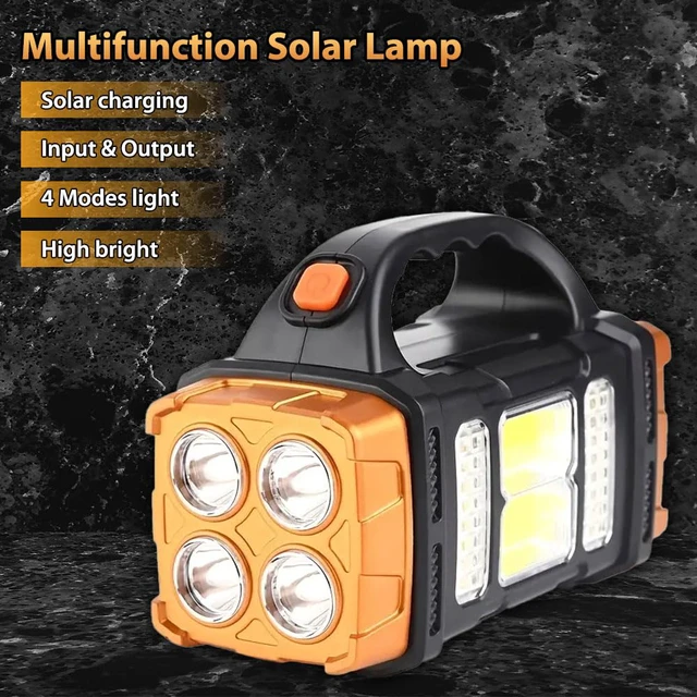 Alt view image 5 of 7 - High Lumens Solar Flashlight - LED Work Light with USB-C Rechargeable, Waterproof, Multi-Function Flashlight & Lantern for Camping, Emergencies, and Outdoor