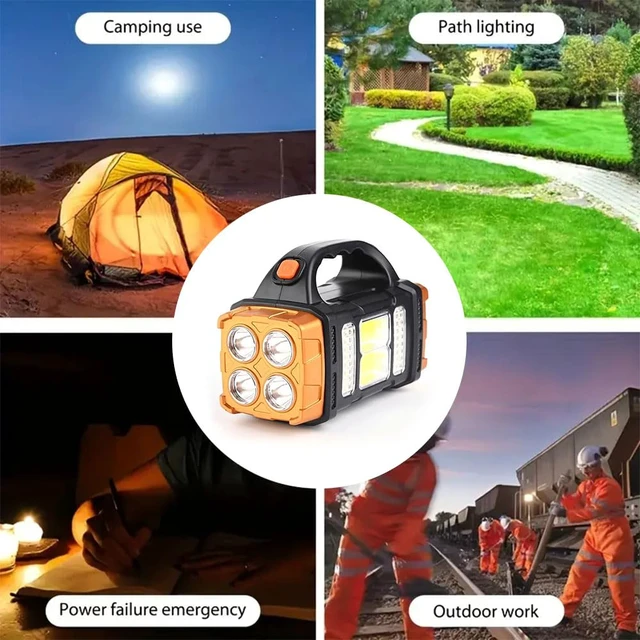Alt view image 6 of 7 - High Lumens Solar Flashlight - LED Work Light with USB-C Rechargeable, Waterproof, Multi-Function Flashlight & Lantern for Camping, Emergencies, and Outdoor