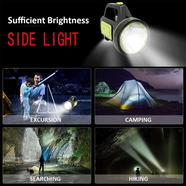 Alt view image 3 of 7 - LED Searchlights Handheld Lantern, 13000LM 2 Modes USB Rechargeable LED Flashlights, High Power Outdoors Camping Hunting Lamp, Portable Spotlight Work Light for Indoor Outdoor Emergency