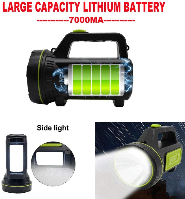 Alt view image 5 of 7 - LED Searchlights Handheld Lantern, 13000LM 2 Modes USB Rechargeable LED Flashlights, High Power Outdoors Camping Hunting Lamp, Portable Spotlight Work Light for Indoor Outdoor Emergency