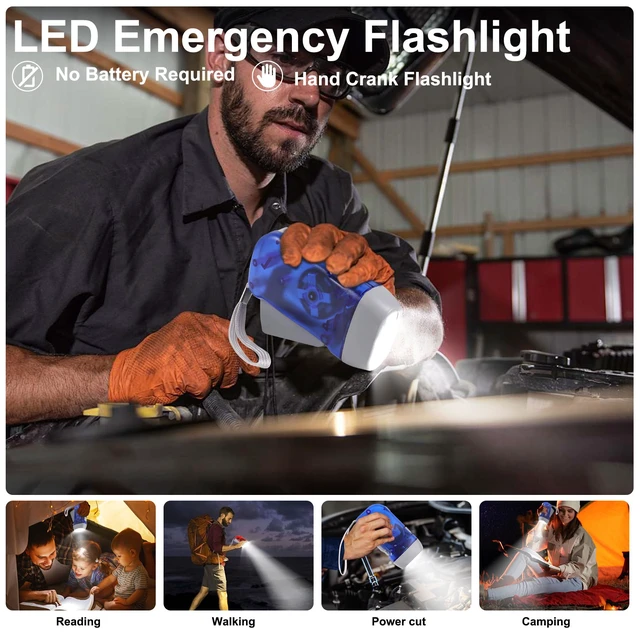 Alt view image 3 of 7 - 4 Pack Hand Crank Emergency Flashlight, No Battery Required, 3 LED Lights | Portable Wind-Up Flashlight for Camping Hiking Outdoor, Home & Car Emergencies, Easy Use for Kids & Adults