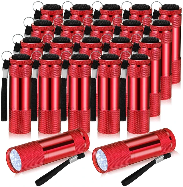 Main image of 20 Pcs Mini Flashlights Bulk,Red | Aluminum LED Handheld Flashlights with Lanyard, Batteries Not Included, For Night Reading, Emergency, Camping, Hiking