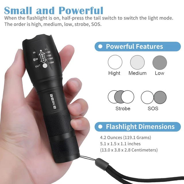 Alt view image 5 of 7 - Flashlight 2 Pack, Flash Light High Lumens, Small Flashlights Powerful, Super Bright LED Flashlight, Handheld Flashlights for Home, Camping, Emergency, Power Outages, Travel