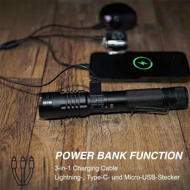 Alt view image 4 of 7 - Rechargeable Zoom Flashlight with Diffuser & Clip Magnetic Cap, 3-in1 USB-C cable-IP66 Waterproof, High Lumen, Super Bright Portable Handheld LED Flash Light for Camping, Emergency, Outdoor