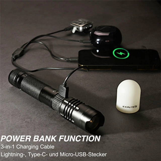 Alt view image 5 of 7 - Rechargeable Zoom Flashlight with Diffuser & Clip Magnetic Cap, 3-in1 USB-C cable-IP66 Waterproof, High Lumen, Super Bright Portable Handheld LED Flash Light for Camping, Emergency, Outdoor