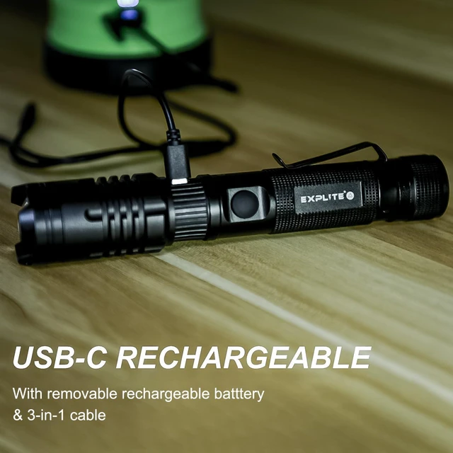 Alt view image 7 of 7 - Rechargeable Zoom Flashlight with Diffuser & Clip Magnetic Cap, 3-in1 USB-C cable-IP66 Waterproof, High Lumen, Super Bright Portable Handheld LED Flash Light for Camping, Emergency, Outdoor