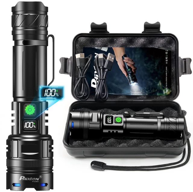 Main image of Rechargeable Flashlight High Lumens 100000 One Mode for Home Travel | Easy Operation Single Click, Fast USB C Charging, Compact 6.46 Length, Long Lasting 15 Hours, Super Bright 30W, Waterproof