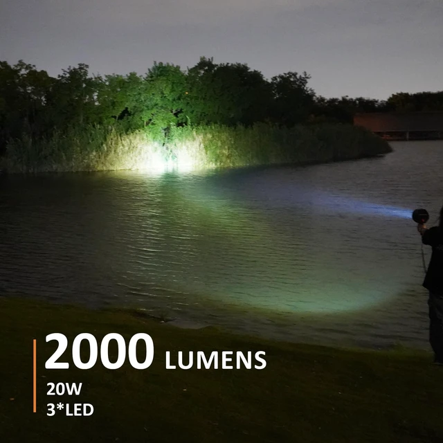 Alt view image 2 of 7 - Handheld Spotlight up to 2000 Lumens Flashlight 12V Car Charger LED Spot Light with Hook Outdoor for Camping Boating Hiking