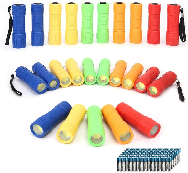 Main image of 30-Pack Small Mini Flashlight Set, 5 Colors, COB LED Handheld Flashlight with Lanyard,90-Pack AAA Battery Included for Kids/Night Reading/Party/Camping/Emergency/Hunting