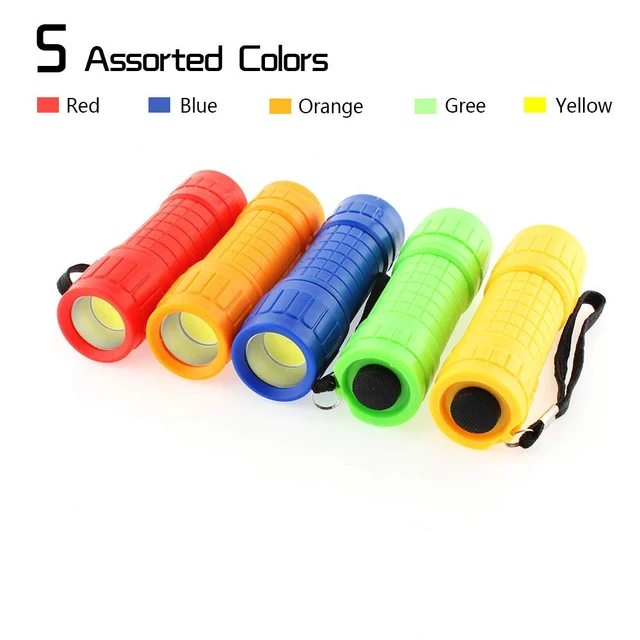 Alt view image 3 of 7 - 30-Pack Small Mini Flashlight Set, 5 Colors, COB LED Handheld Flashlight with Lanyard,90-Pack AAA Battery Included for Kids/Night Reading/Party/Camping/Emergency/Hunting