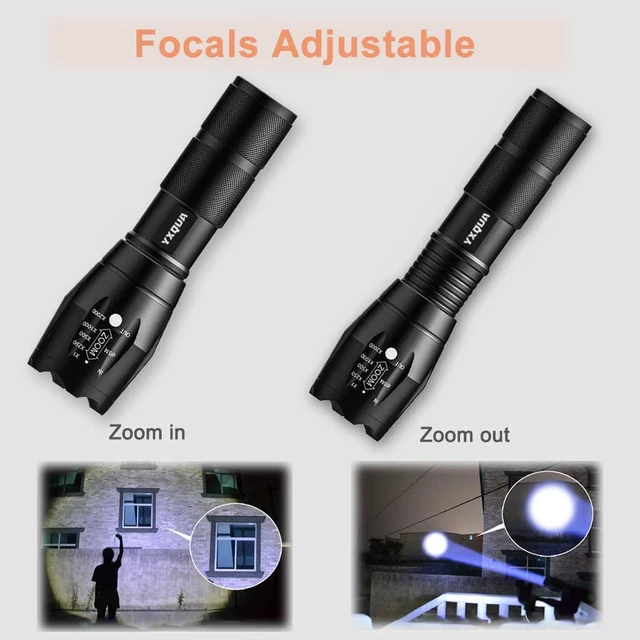 Alt view image 4 of 7 - USB-C Rechargeable LED Flashlight, 1000 Lumen | Emergency Use, Zoomable, 3 Light Modes, Home, Hurricane, Camping, Handheld, Type-C Charging
