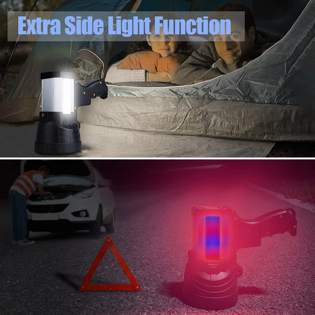 Alt view image 4 of 7 - Rechargeable Spotlight, Super Bright 2000000 High Lumen LED Handheld Spotlight Long Lasting Large Flashlight Searchlight and Flood Camping Flashlight with Foldable Tripod