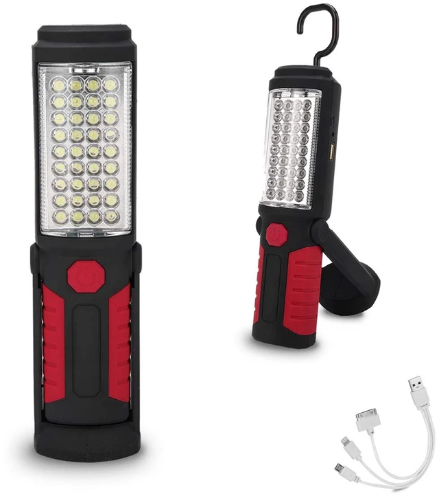 Main image of Rechargeable Work Light Portable LED Multi-use Magnetic Flashlight with Hanging Hook, Waterproof Work Flashlight for Car Repair Household Blackout and Emergency(Red)