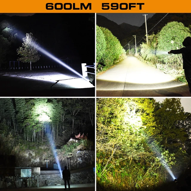 Alt view image 7 of 7 - Tactical Flashlight 600 Lumens Zoomable 4 Light Modes | Heavy-duty Aluminum Alloy Body with 3C Batteries Included, Ideal for Camping, Emergencies, Power Outages, and Outdoor Use