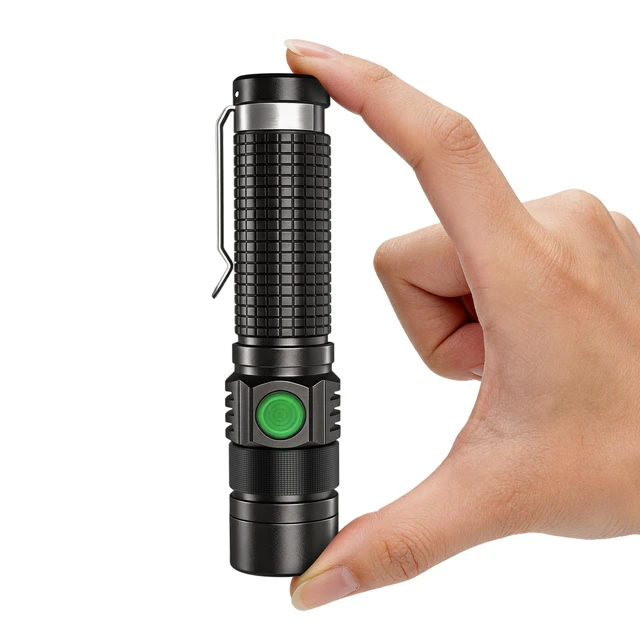 Alt view image 2 of 7 - Pocket EDC Tactical Flashlight Rechargeable Super Bright Black | 1500lm 4.9inch & Emergency One Click SOS, Small LED Flashlight USB-C Fast Charging, Waterproof Portable for Camping, Hiking