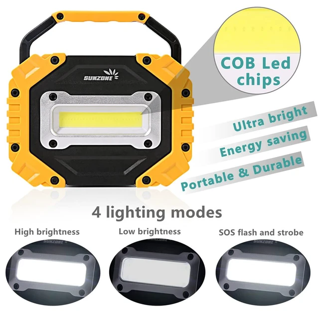Alt view image 2 of 7 - Portable LED Work Light,AA Battery Powered Flood Lights,2 Pack | Ultra Bright Job Site Lighting for Workshop,Camping, Hiking, Fishing, Car Repair with Emergency Flash Mode