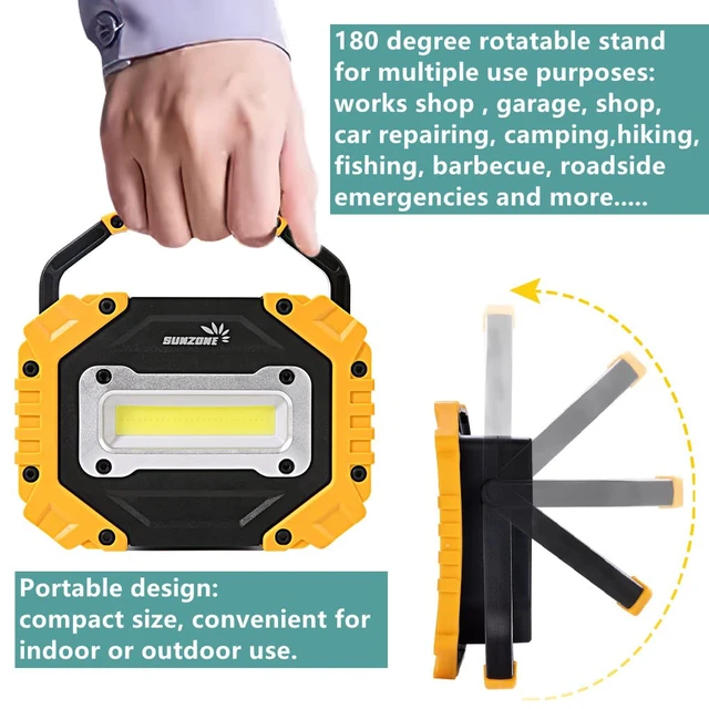 Alt view image 3 of 7 - Portable LED Work Light,AA Battery Powered Flood Lights,2 Pack | Ultra Bright Job Site Lighting for Workshop,Camping, Hiking, Fishing, Car Repair with Emergency Flash Mode