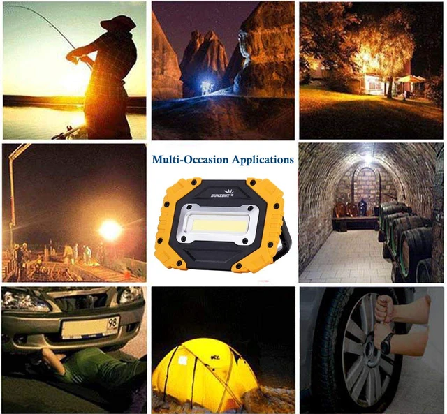 Alt view image 7 of 7 - Portable LED Work Light,AA Battery Powered Flood Lights,2 Pack | Ultra Bright Job Site Lighting for Workshop,Camping, Hiking, Fishing, Car Repair with Emergency Flash Mode