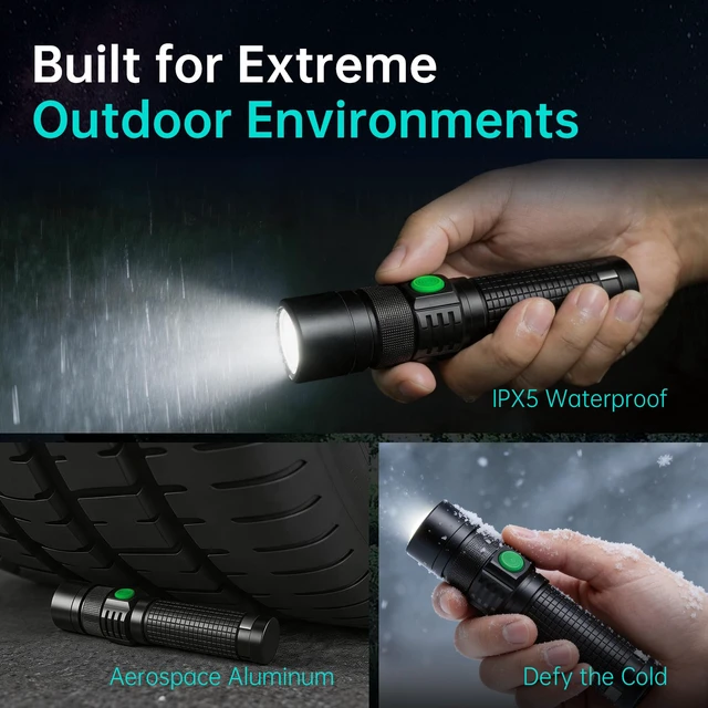 Alt view image 7 of 7 - Pocket EDC Tactical Flashlight Rechargeable Super Bright Black | 1500lm 4.9inch & Emergency One Click SOS, Small LED Flashlight USB-C Fast Charging, Waterproof Portable for Camping, Hiking