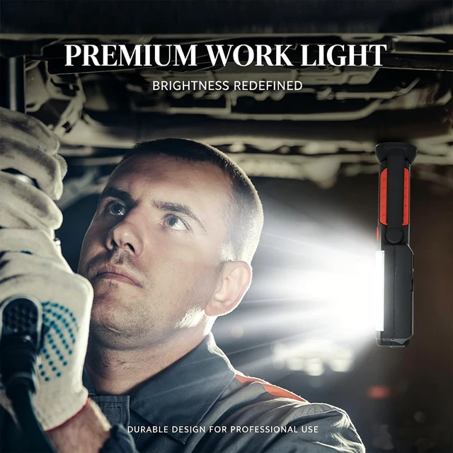 Alt view image 5 of 7 - Rechargeable Work Light Portable LED Multi-use Magnetic Flashlight with Hanging Hook, Waterproof Work Flashlight for Car Repair Household Blackout and Emergency(Red)
