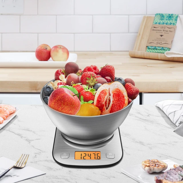 Alt view image 6 of 6 - Food Kitchen Scale Digital Weight Grams and Oz 11lb/0.01oz | With IPX6 WaterproofProfessional Stainless Steel Digital Kitchen Food Scale With Bowl For Weight Loss Dieting Baking Cooking