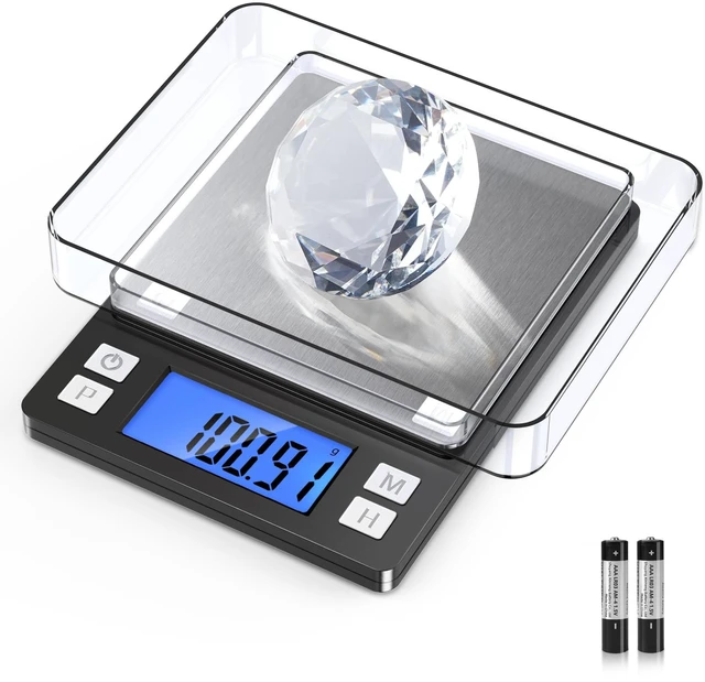 Main image of 0.01g Small Digital Gram Scale, Upgraded 1kg Jewelry Scale | Larger Display, Hold Function, High Precision, Grams and Ounces for Herb, Coin, Powder,Yeast, Kitchen Black