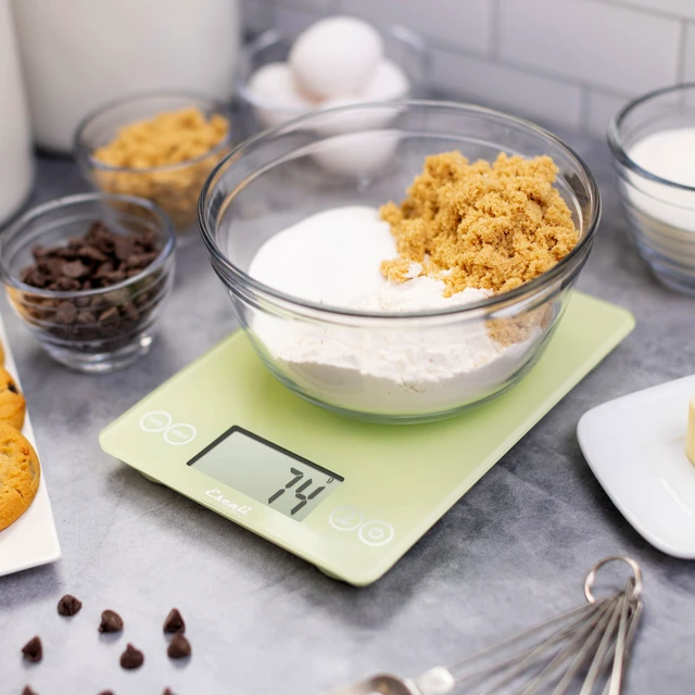Alt view image 2 of 7 - Arti Glass Food Scale Digital Countertop Kitchen, Baking and Cooking Scale with Large Display, 15-Pound Capacity, 9" x 6.5" x .75", Classic Green