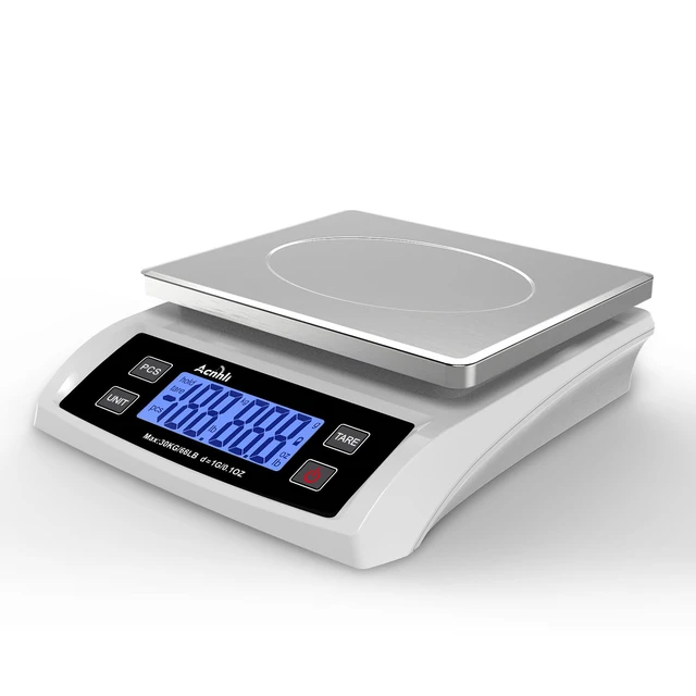 Main image of Digital Kitchen Scale 30KG/66LB, Stainless Bread Scale with LCD Display, Multi Unit Conversion for BakingSupermarket Express Delivery, Counting Scale (White)