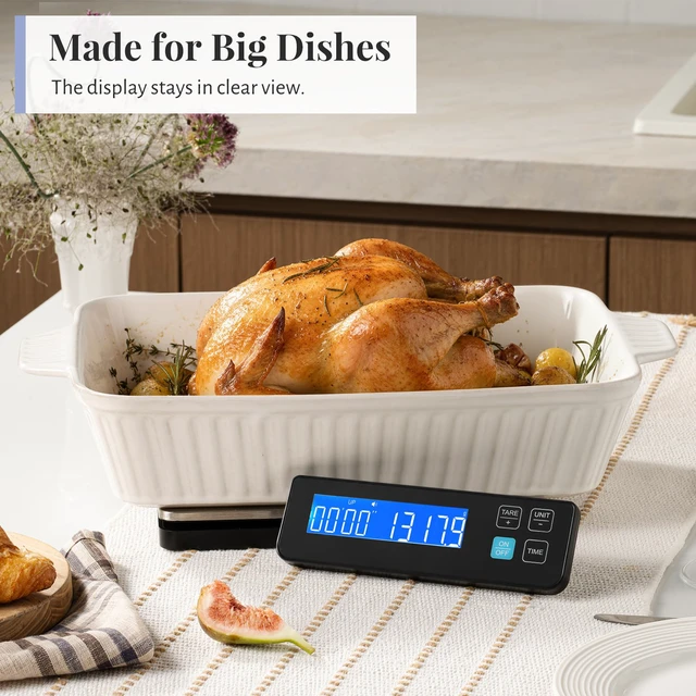 Alt view image 4 of 7 - Digital Kitchen Scale 10kg/22lb ; Food Scale 0.1g Precision | Timer;Detachable Display;6.9" Large Platform;Backlit LCD;6 Units