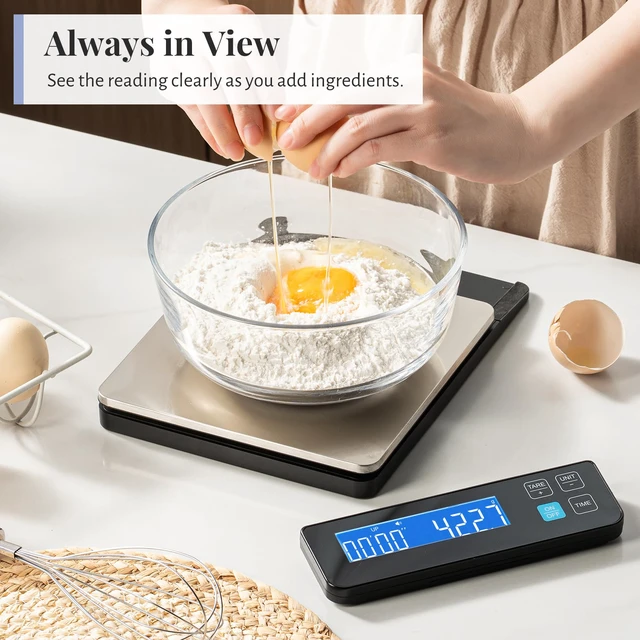 Alt view image 5 of 7 - Digital Kitchen Scale 10kg/22lb ; Food Scale 0.1g Precision | Timer;Detachable Display;6.9" Large Platform;Backlit LCD;6 Units