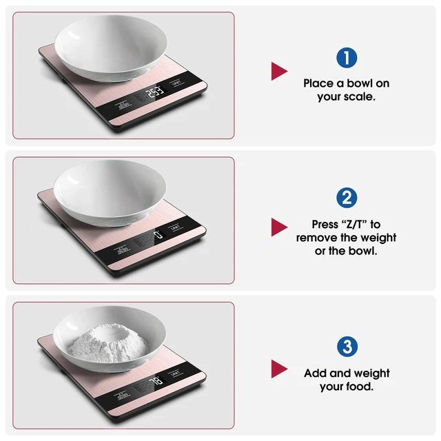 Alt view image 6 of 7 - Food Scale, 11lb Digital Kitchen Scale with LCD Display 6 Units Tare Function, Stainless Steel Weight Grams and Ounces for Baking, Cooking and Meal Prep (Batteries Included)