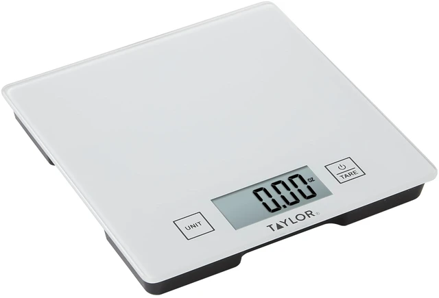 Main image of Compact Glass Kitchen Food Scale, 11 lb Capacity Digital Scale for Baking, Cooking, Meal Prep, Portion Control, Thin Lightweight Design, Easy-to-Read Display, White