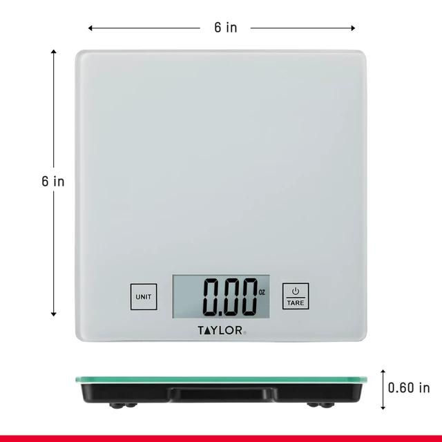 Alt view image 2 of 6 - Compact Glass Kitchen Food Scale, 11 lb Capacity Digital Scale for Baking, Cooking, Meal Prep, Portion Control, Thin Lightweight Design, Easy-to-Read Display, White