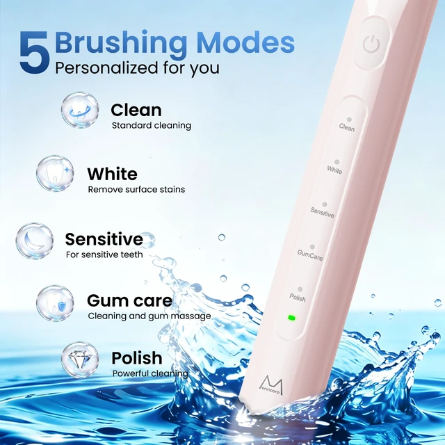 Alt view image 3 of 7 - Electric Toothbrush for Adults, 180-Day Battery, Pink | 55000 VPM Sonic Toothbrush for Deep Cleaning, 5 Modes with Smart Timer, 4 Brush Heads