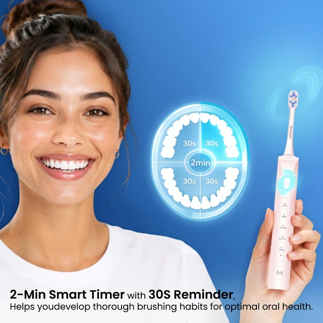 Alt view image 5 of 7 - Electric Toothbrush for Adults, 180-Day Battery, Pink | 55000 VPM Sonic Toothbrush for Deep Cleaning, 5 Modes with Smart Timer, 4 Brush Heads