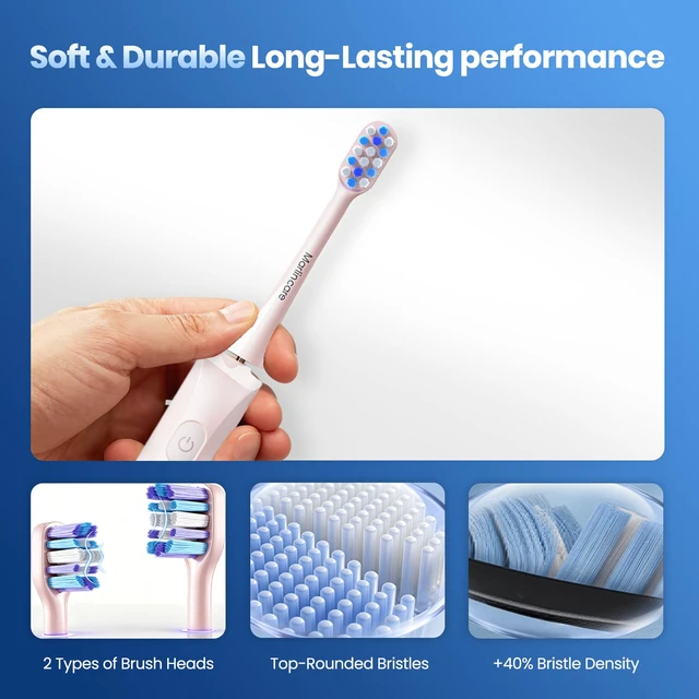 Alt view image 7 of 7 - Electric Toothbrush for Adults, 180-Day Battery, Pink | 55000 VPM Sonic Toothbrush for Deep Cleaning, 5 Modes with Smart Timer, 4 Brush Heads