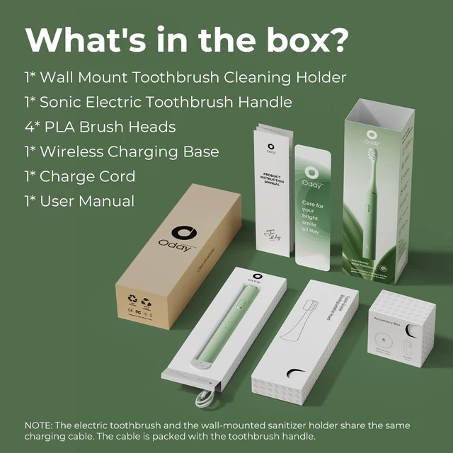 Alt view image 6 of 7 - Sonic Electric Toothbrush for Adults with Wall Mounted UV Cleaner | 4 Plant-Based Heads, Smart Timer, Aluminum Design, Wireless Charging, IPX7 Waterproof, 1 Month+ Battery