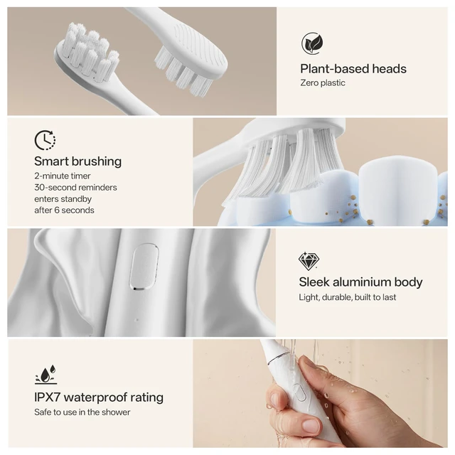Alt view image 2 of 7 - Sonic Electric Toothbrush for Adults with Wall Mounted UV Cleaner | 4 Plant-Based Heads, Smart Timer, Aluminum Design, Wireless Charging, IPX7 Waterproof, 1 Month+ Battery