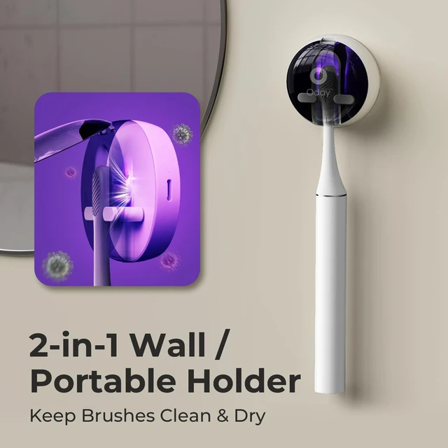 Alt view image 3 of 7 - Sonic Electric Toothbrush for Adults with Wall Mounted UV Cleaner | 4 Plant-Based Heads, Smart Timer, Aluminum Design, Wireless Charging, IPX7 Waterproof, 1 Month+ Battery