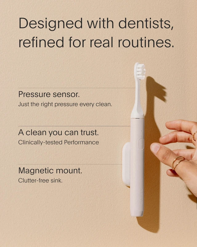 Alt view image 2 of 7 - NEW Core Sonic Electric Toothbrush | Up to 4 Weeks Battery | Travel Head Cover | Pressure Sensor | Bio-Based Body* | 2-Minute Timer | Plant-Based Head - Grey